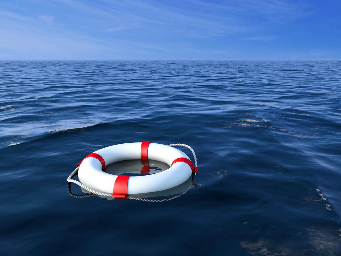 Life save ring floating in open water